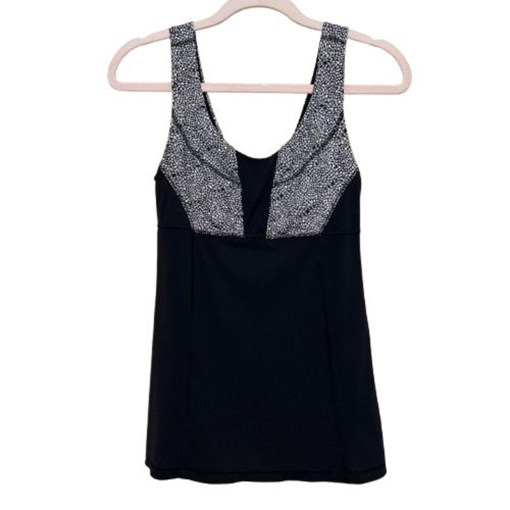 Lululemon Wrapper's Delight Tank Top Womens 6 Black Plush Petal Black Ghost